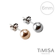 【TiMISA 純鈦飾品】極簡真我(6mm) 雙色可選 純鈦耳針一對