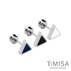 【TiMISA 純鈦飾品】幾何派對-三角形(雙色可選)純鈦耳針一對