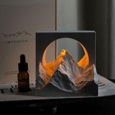 山嶽擴香石燈 雪山擴香石 山幽月皎香氛擺件 日照金山 無火香薰 床頭氛圍燈 小夜燈 禮物 USB直插