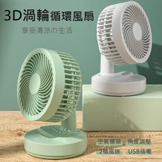 3D渦輪循環風扇 循環扇 桌面風扇 USB風扇 可調角度 大風力 兩檔風速 超靜音 (插電款)