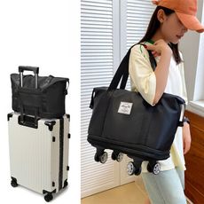 可拆萬向輪折疊行李袋 二層擴展旅行袋 行李拉桿包 大容量行李袋 收納袋/旅行包  附密碼鎖