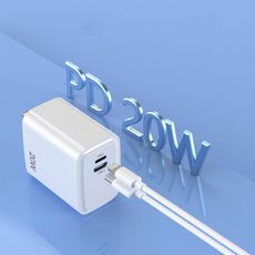 20W PD快速充電器 2孔快充頭 Type-C/Lightning 8pin 反向充電 雙口快充頭