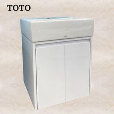 【TOTO】50CM抗汙面盆L710CGUR+純白PVC發泡板雙門浴櫃組CA02-PV0148