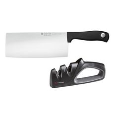 Wusthof Silver Point三叉牌 中式菜刀+磨刀器18cm # 1135160205