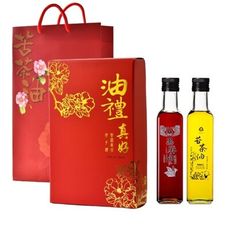 【賴記苦茶油】油禮真好頂禮盒 苦茶油250ml+嚴選黑麻油250ml/盒 冷壓初榨 100%純天然