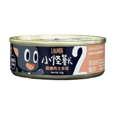 LitoMon 怪獸部落 貓族小怪獸2種肉無膠主食罐-鵝肉雞肉餐 82g