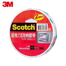 3M™ Scotch®  116 雙面泡棉膠帶 18mm*3yd