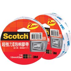 3M™ Scotch®  116 雙面泡棉膠帶 12mm*3yd