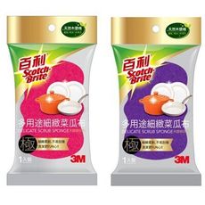 3M 百利 木漿棉系列 多用途細緻菜瓜布 (1入裝)-桃/紫