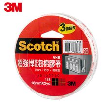 3M™ Scotch®  118 VHB 超強悍雙面泡棉膠帶 18mm*2yd