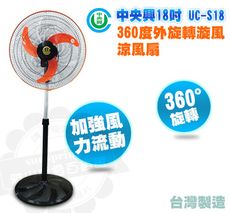 中央興18吋360度外旋轉漩風涼風扇UC-S18