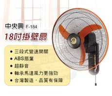 中央興18吋壁掛式高效速風扇F-184