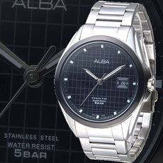 ALBA 黑格紋設計英倫男錶-IP黑框(AS9C77X1)/36mm