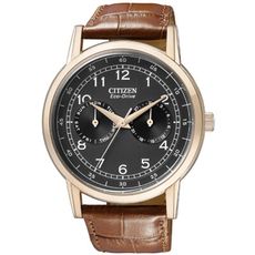 CITIZEN Eco-Drive 雅爵雙環光動能男錶-金框/黑(AO9003-08E)