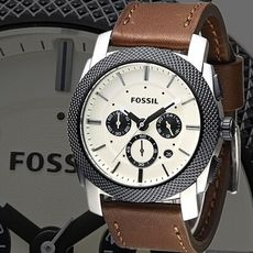 【FOSSIL】浪漫主義三環知性風格男錶-黑框/褐帶(FS4732)