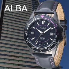 ALBA 型男潮款設計風男錶-真皮錶帶/黑(AS9261X1)