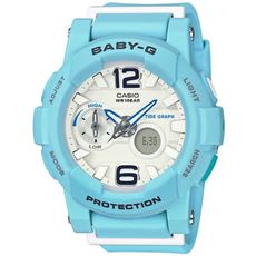 【CASIO 卡西歐】衝浪滑板極限運動雙顯女錶-藍(BGA-180BE-2B)