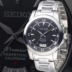 【SEIKO 精工】Premier 萬年曆雅痞時尚男錶-黑(SNQ147P1)