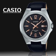 CASIO 立體造型錶殼時尚皮帶男錶(黑)_MTP-E158L-1A