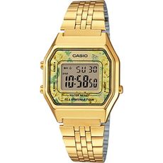 CASIO 復古玫瑰小錶徑全IP金電子女錶-黃色(LA680WGA-9C)