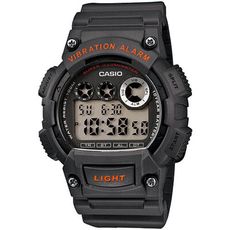 【CASIO】靜音振動數位電子腕錶-鐵灰(W-735H-8A)