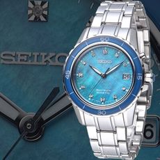 【SEIKO 精工】Sportura 天使的眼淚人動電能腕錶-湖水藍(SKA873P1)