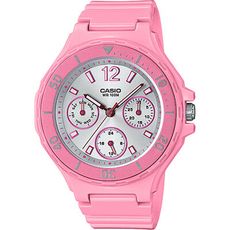 【CASIO 卡西歐】漂亮寶貝運動潛水風造型女錶-銀灰X桃紅(LRW-250H-4A3)
