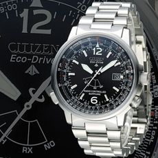 【CITIZEN Eco-Drive】飛越時梭全球電波萬年曆男錶-黑(AS5010-51E)