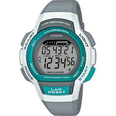 CASIO 運動跑步設計都會風尚數位女錶-白X灰(LWS-1000H-8A)