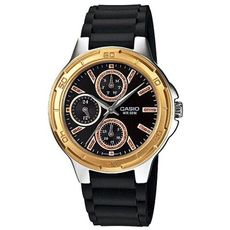 【CASIO】漾彩甜心個性膠帶休閒錶-金框黑錶帶(LTP-1326-9A1)