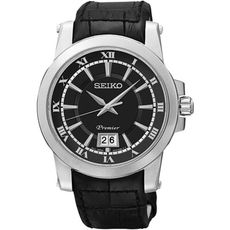 【SEIKO 精工】Premier 新古典大視窗日曆男錶-黑(SUR015J2)