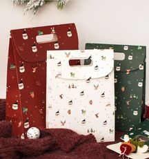大號手提聖誕節禮物袋 蘋果盒子平安果禮物 糖果袋手提翻蓋自粘簡約伴手禮品盒袋子生日袋