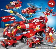 玩具 拼裝玩具 城市消防隊6合1 (一組六盒 387pcs) (兼容樂高)