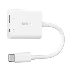 【Belkin】貝爾金 3.5mm Audio + USB-C充電分插器 轉接 NPA004bt 白