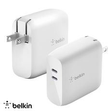 【Belkin】貝爾金 旅充頭68W 雙USB-C PD GaN充電器 快充頭 台灣總代理