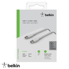 【Belkin】貝爾金USB-C轉USB-C編織傳輸線暨充電線1M 台灣總代理 CAB0041M