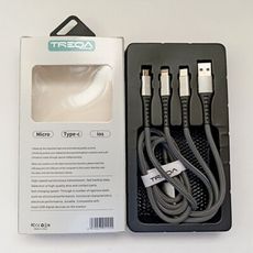 TREQA 100W編織三合一快充線 傳輸線 充電線 快速充電線 閃充線 蘋果 安卓 type-C