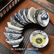 青花滿彩陶瓷功夫茶杯6件組