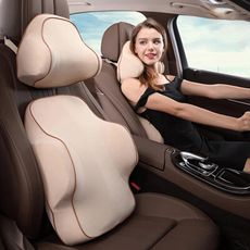 汽車座椅記憶棉頸椎護腰枕組合3色(頭枕+腰靠)