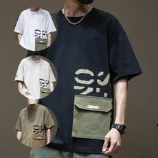 潮流街頭風工裝口袋T恤 (M-5XL)