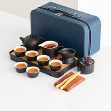 日式古樸磨砂粗陶茶具13件套裝組