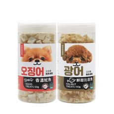汪洽普 狗狗凍乾零食-鮮甜比目魚110g/香濃魷魚50g