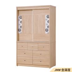 【金滿屋】 120cm衣櫃 木心板耐用衣櫃 推門衣櫃 滑門衣櫃-C046-1