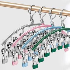 ☆【曬衣夾】10夾款 家用防風曬衣架 不鏽鋼曬襪夾 防風曬襪架 弧形晾曬夾 襪子夾 晾曬架☆