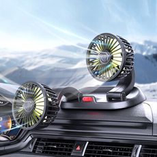 熱銷汽車360度旋轉双頭風扇USB通用款轎車,貨車,家用,電腦桌用,双頭風扇,車内降温,大風力电風扇