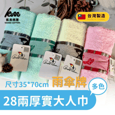 【凱美棉業】MIT台灣製 28兩雨傘牌 深色刺繡logo大人巾/毛巾 4色  隨機出色