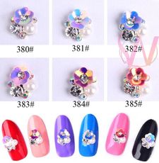 現貨【日韓-七彩花朵玻璃鑽】美甲飾品 金屬貼飾 貝殼 海洋風 飾品 批發 美甲材料 P-107