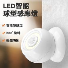 【AS 亞設】360度智能LED人體感應燈 球型白光小夜燈(樓梯燈、走廊燈、櫥櫃燈、床頭燈)