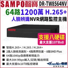 SAMPO聲寶 DR-TW8564NV 64路 1200萬 POE 4K NVR 8硬碟 網路NVR