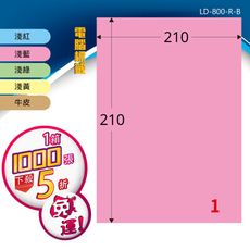 【longder龍德】電腦標籤紙 1格 LD-800-C-B 五色可選 1000張 影印 雷射 三用